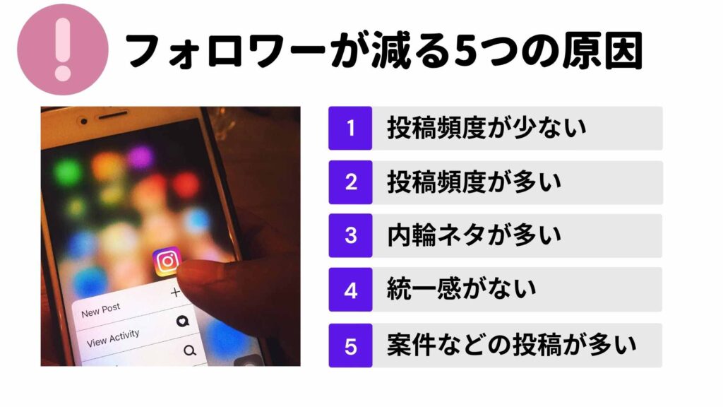 インスタのフォロワーが減る原因と理由 何個当てはまる